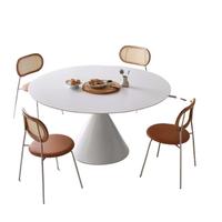 Table à manger vintage de style français avec plateau en métal, chaises haut de gamme pour petits espaces, design italien minimaliste moderne et simple