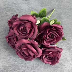 Ramo de Rosas Artificiales de Alta Calidad con 7 Cabezas, Ramo de Rosas de Seda, Ramo de Rosas <span class=keywords><strong>Champagne</strong></span> - Product Image 6