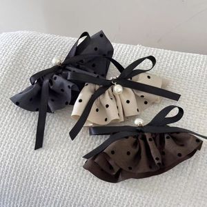 Pince à cheveux élégante pour femme, motif pois, avec nœud, demi-attache, accessoires capillaires de printemps - Product Image 2