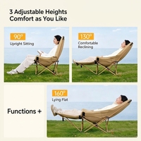 Chaise pliante inclinable portable à trois niveaux réglables avec repose-jambes rembourré amovible en tissu Oxford pour le camping, la pêche et la plage