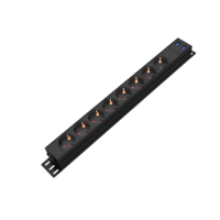 PDU Rak Mount 19" 1U OEM yang Sangat Dapat Disesuaikan, Tipe Schuko F dengan Pelindung Lonjakan Arus untuk Pusat Data & Penggunaan Rumah Tangga