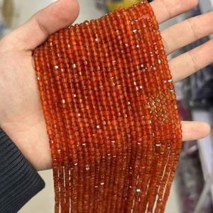 Carnelian rouge naturel 3 mm, petit cube à facettes, pierre précieuse rubis, pierre de guérison, pour la fabrication de bijoux DIY, certifié, fil entier - Product Image 1