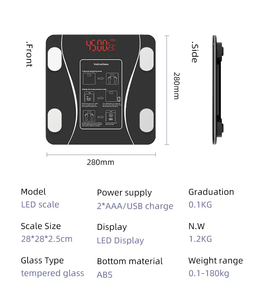 ميزان حمام رقمي لقياس الدهون في الجسم بشاشة LCD سعة 180 كجم، متوافق مع معايير ROHS، مصنوع من الزجاج المقسى، يعمل بالبطارية، للاستخدام الشخصي والمنزلي - Product Image 6