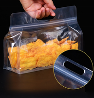Sacs en Mylar transparents avec fermeture éclair, pochette à fond plat, sac d'emballage transparent à fond plat avec poignée, sac en plastique à fond plat avec huit soudures latérales