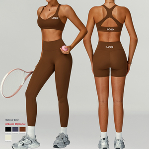 Conjunto De Yoga vestito sportivo in tessuto riciclato eco-friendly sportivo da <span class=keywords><strong>donna</strong></span> attillato Outdoor Running Fitness allenamento Yoga Set - Product Image 2