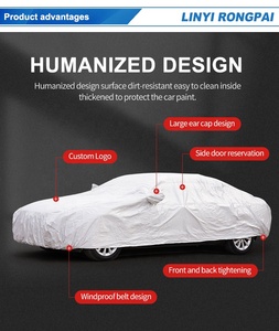 Housse de Protection Extérieure Noire Revêtue Imperméable Anti-UV Pluie <span class=keywords><strong>Neige</strong></span> pour Carrosserie de Voiture, Housse Automatique - Product Image 5