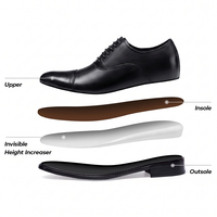 Chaussures habillées Oxford pour hommes en cuir de veau, légères, rehaussantes, pour mariage, augmentant la taille de 7 cm/2,76 pouces