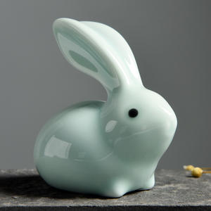 تمثال أرنب خزفي للحظ والفنغ شوي لتزيين الطاولات، تمثال أرنب سيراميك صغير ولطيف - Product Image 6
