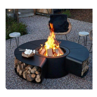 Foyer en métal table et chaise en métal noir barbecue de jardin extérieur foyer rond en métal