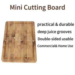 <span class=keywords><strong>Planche</strong></span> à découper rectangulaire haut de gamme personnalisée en teck massif avec rainures pour les jus, idéale pour la charcuterie, la viande et les fruits - Product Image 5