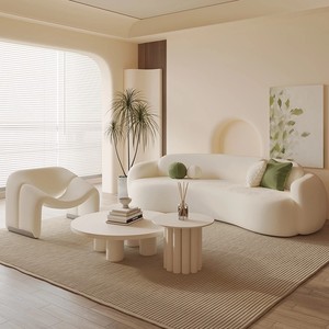 Sofá modular Seccional <span class=keywords><strong>de</strong></span> un asiento <span class=keywords><strong>de</strong></span> tela <span class=keywords><strong>de</strong></span> estilo crema <span class=keywords><strong>de</strong></span> forma especial curvada para tiendas <span class=keywords><strong>de</strong></span> ropa <span class=keywords><strong>de</strong></span> gama alta Salones <span class=keywords><strong>de</strong></span> belleza Descanso en la oficina - Product Image 3