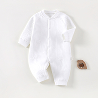 Combinaison bébé imperméable en coton confortable, body doux pour nouveau-né, garçons et filles, 0-12 mois, manches longues, respirant, boutons pression