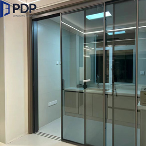 Khung cửa trượt chức năng cách âm hợp kim nhôm hiện đại trong nhà kính không thấm nước tối giản phòng khách kính phần cứng PDP - Product Image 5