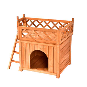 Casa de Perro de Madera para Exteriores, Ecológica, Reciclable, Simple y Moderna, para Perros Pequeños, Resistente a la Intemperie, con Techo de Madera y <span class=keywords><strong>Terraza</strong></span> - Product Image 3