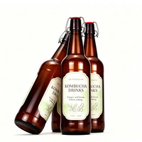 Bouteilles de bière en verre ambré à bouchon basculant en gros, 330 ml, 500 ml, 750 ml, 1000 ml, bouteille de bière en verre de qualité alimentaire avec bouchon à clapet