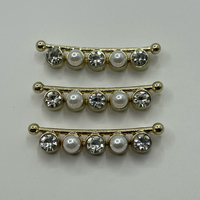 Broche en métal incurvé avec perles de cristal alternées, finition or poli écologique, accessoires de couture personnalisés pour vêtements
