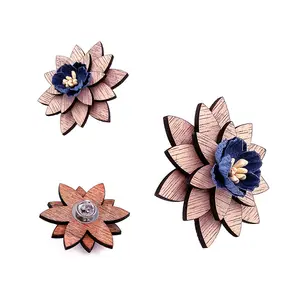 Broche de ramillete de estilo retro para hombre y mujer, chapa de madera, pin de flor hecho a mano, joyería occidental, broche de solapa para traje