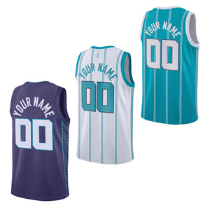 Maillots de basket-ball personnalisés pour hommes <span class=keywords><strong>Charlotte</strong></span>, chemises brodées, uniformes pour jeunes, vêtements de sport avec logos, impression à chaud - Product Image 1
