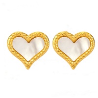 Parures de bijoux tendance en acier inoxydable plaqué or 18 carats PVD pour femmes, en forme de cœur, cadeau de fiançailles