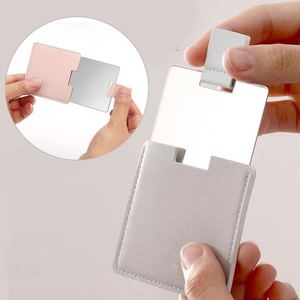 Stainless Steel Compact Cosmetic Mirrorr with PU Leather Sleeve Travel Handheld Pocket <b>Mirror</b> Portable <b>Makeup</b> <b>Mirror</b> - Product Image 2
