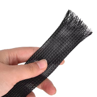JIAF Dropship Malla Trenzada Aislante Negra de 3/4/6/8mm, Funda Plana de PET Nylon para Cables de 2mm-100mm, Personalizable