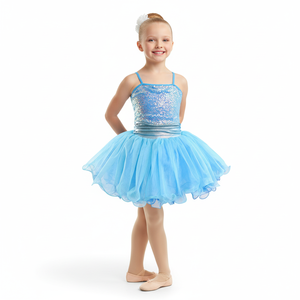 Vestido Tutú Azul Inspirado en Elsa para Niñas, con Lentejuelas y Falda de Tul Esponjosa, para Ballet y Espectáculos de Jazz, Ropa de Baile para Actuaciones Infantiles - Product Image 1