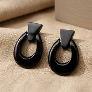 Boucles d'oreilles créoles en corne de buffle laquée écologiques pour enfants, motif numérique mignon, idéales pour les mariages, vente en gros - Offre Spéciale - Product Image 3