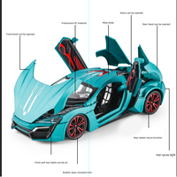 Modèle de supercar en alliage moulé sous pression à l'échelle 1:24, avec fonction de pulvérisation de brume, lumières, sons et 4 portes ouvrables, à rétrofriction