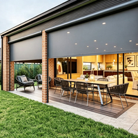 Cortina Impermeable para Pérgola de Jardín, Cortinas Ajustables con Control Remoto, Protección Solar, Duraderas, Impermeables, con Cierre Enrollable