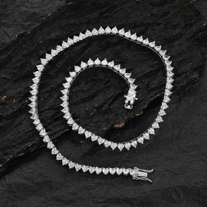 4mm Single Row Zircon Heart Tennis Chain Hip Hop Copper Inlaid Zircon <b>Couple</b> Light Luxury Love <b>Necklace</b> - Product Image 3