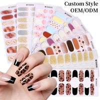 16 Bandes de Luxe à Motifs Français Scintillants pour Ongles, Autocollants Semi-Durcis en Gel UV, Non Toxiques, Sans HEMA, Longue Durée, avec Fleurs