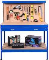 Atelier, Table bleu de Garage, outil en acier, banc de rangement, banc de travail robuste, tiroir, étagère en bois, nouveaux outils