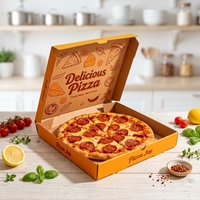 Boîte à pizza personnalisée imprimée, boîte d'emballage pour pizza en carton ondulé jaune, boîte à pizza jetable de qualité alimentaire avec logo