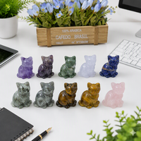 Figurine de chat en pierres précieuses naturelles mélangées, sculptée à la main, statue de chat en cristal, pierre de guérison, sculpture animale pour la décoration intérieure et cadeau Reiki
