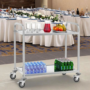 Harga grosir pabrik SS201 troli dapur baja tahan karat troli makan <span class=keywords><strong>2</strong></span> tingkat keranjang makanan Hotel melayani keranjang untuk Transfer dapur - Product Image 1