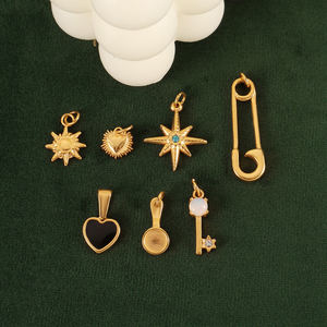 Olivia Acero inoxidable corazón circón North Star Charm Pvd 18K chapado en oro sol caramelo broche moda colgante para hacer DIY - Product Image 1