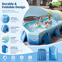 Verstärkter PVC-Pool, Faltbarer PVC-Familienpool, Thermostatischer Wasserspielpool für Kinder, für Zuhause & Outdoor-Nutzung