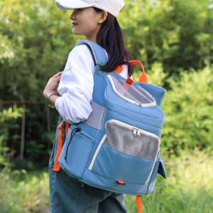 Cat <b>Backpack</b> Large Capacity Breathable Oxford Fabric <b>Pet</b> <b>Carrier</b> For Travel Outdoor Use Haze Blue Color - Product Image 1