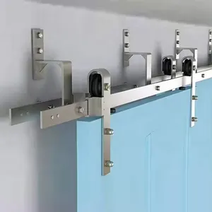 RHETECH Brushed Nickel Steel Double Sliding Bypass Barn Door Hardware