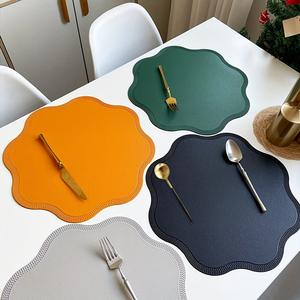 Creative Peony Flower Modern Style Eco-Friendly Gold Plated Leather Home Cup Mat Table Mat <b>Thermal</b> Insulation Meal Mat - Product Image 5