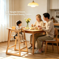 Chaise haute en bois personnalisée avec plateau - Chaise haute réglable et convertible pour bébés et tout-petits - Bois naturel résistant à l'eau