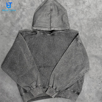 BENTURA – Sweat à capuche zippé ample et épais pour homme, style streetwear, personnalisable, avec strass, coupe courte, effet délavé