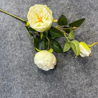 Fleurs artificielles Austin Rose, tiges de roses en soie artificielle à 3 têtes, pour arrangements muraux décoratifs tendance