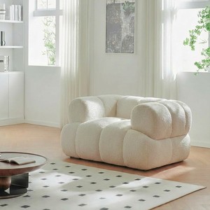 Sofá Individual Estilo Crema Francés, Diseño sin Marco, Espuma de Alta Elasticidad para Sala de Estar, Moderno y Minimalista - Product Image 2