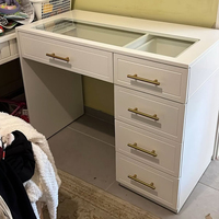 Table de toilette moderne haut de gamme sur mesure, la plus vendue, blanche, avec 9 tiroirs et miroir LED 3 couleurs