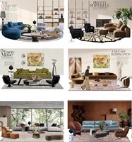 Service clé en main pour projet d'aménagement complet d'appartement : mobilier de luxe italien sur mesure, canapé de salon et ensemble de chambre à coucher