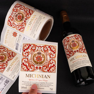 Étiquette <span class=keywords><strong>de</strong></span> vin rouge personnalisée haut <span class=keywords><strong>de</strong></span> gamme, impression dorée à chaud, papier texturé gaufré, autocollant premium pour bouteille <span class=keywords><strong>de</strong></span> Cabernet Sauvignon - Product Image 4