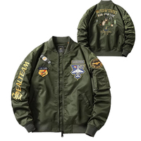 Blouson aviateur vintage multi-patchs brodés, coupe-vent, style baseball, pour homme, inspiré de l'armée aérienne et marine américaine