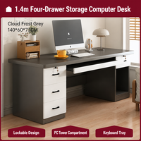 Bureau d'ordinateur moderne avec tiroirs et rangement, bureau de bureau à domicile 120x60x75cm avec serrure pour chambre à coucher, meubles