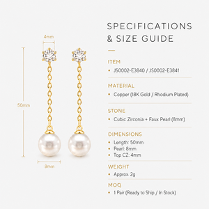 Orecchini Pendenti Geometrici con Perle per Donne, Design Semplice, Accessori per Orecchie da Indossare Quotidianamente - Product Image 5